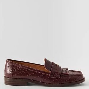 Ann Taylor Cranberry Kiltie Croco Loafer